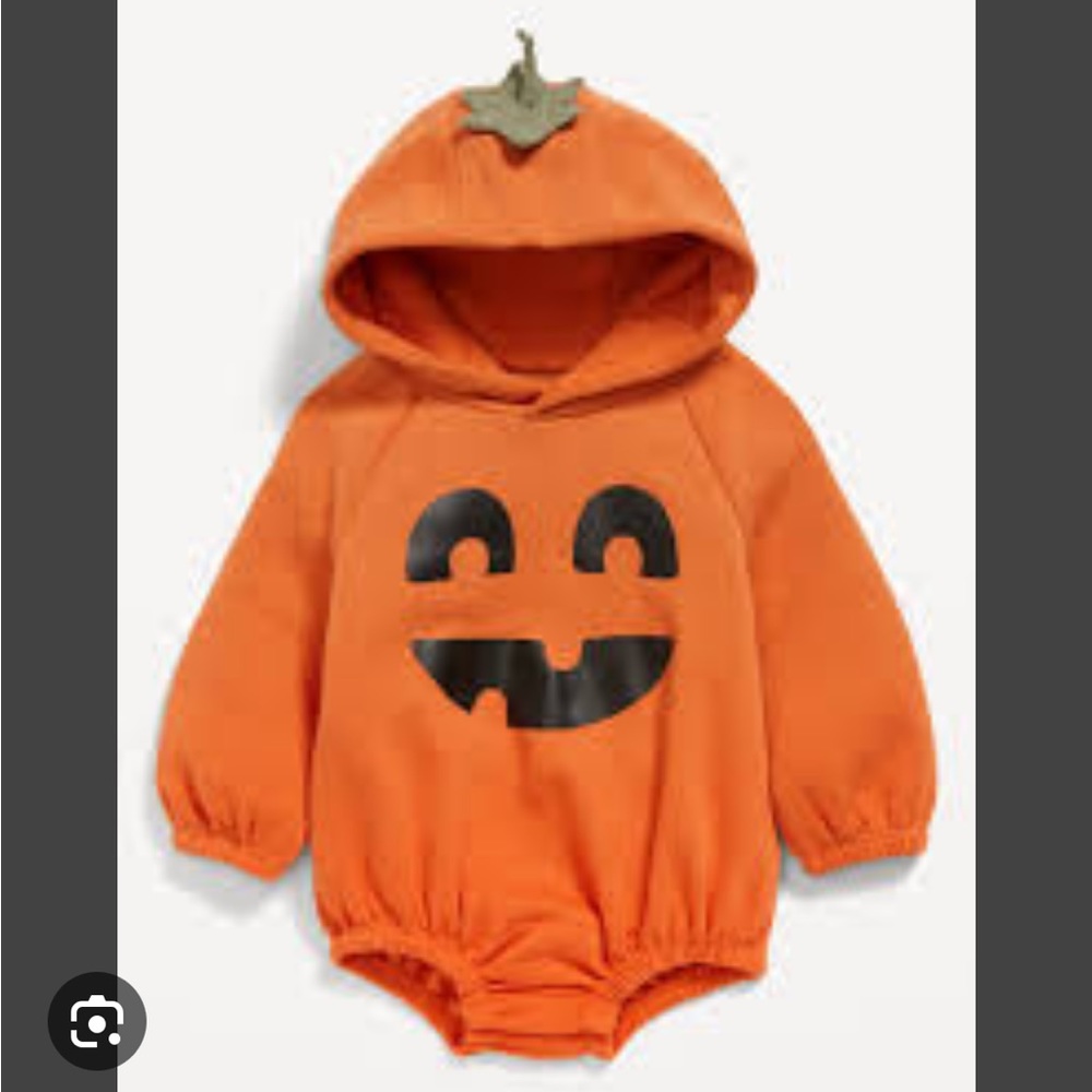Unisex Pumpkin Costume Hooded One-Piece Romper